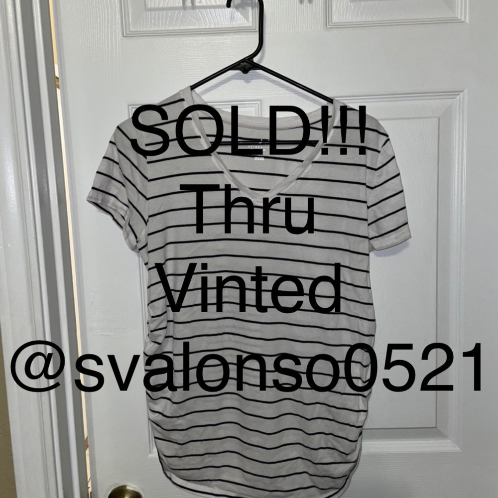 Isabel Maternity White & Black Striped V-neck